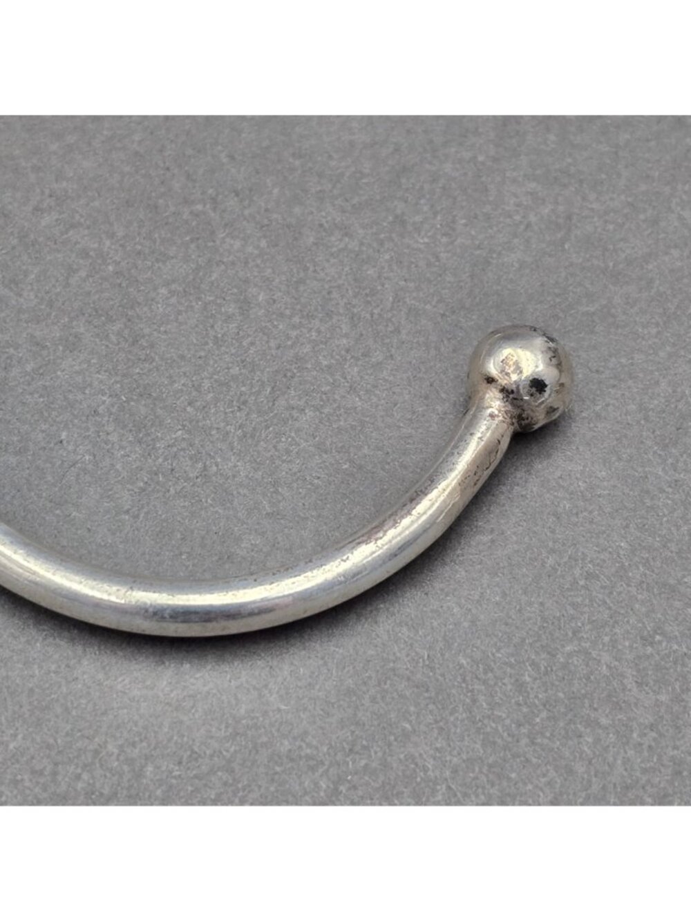 Vintage 800 Silver Cuff Bracelet 6.75" Engravable ID Plate Ball Tip Minimalist - Picture 5 of 14